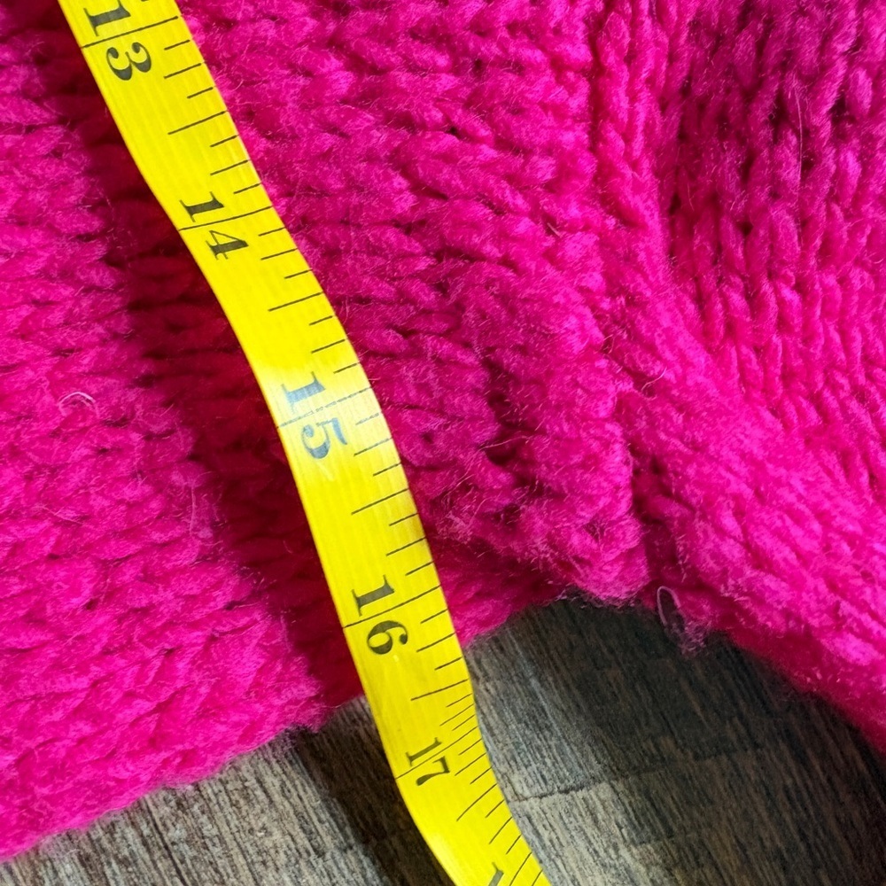 Abercrombie & Fitch hot pink sweater chunky open neck cropped Barbiecore S EUC - Picture 12 of 14